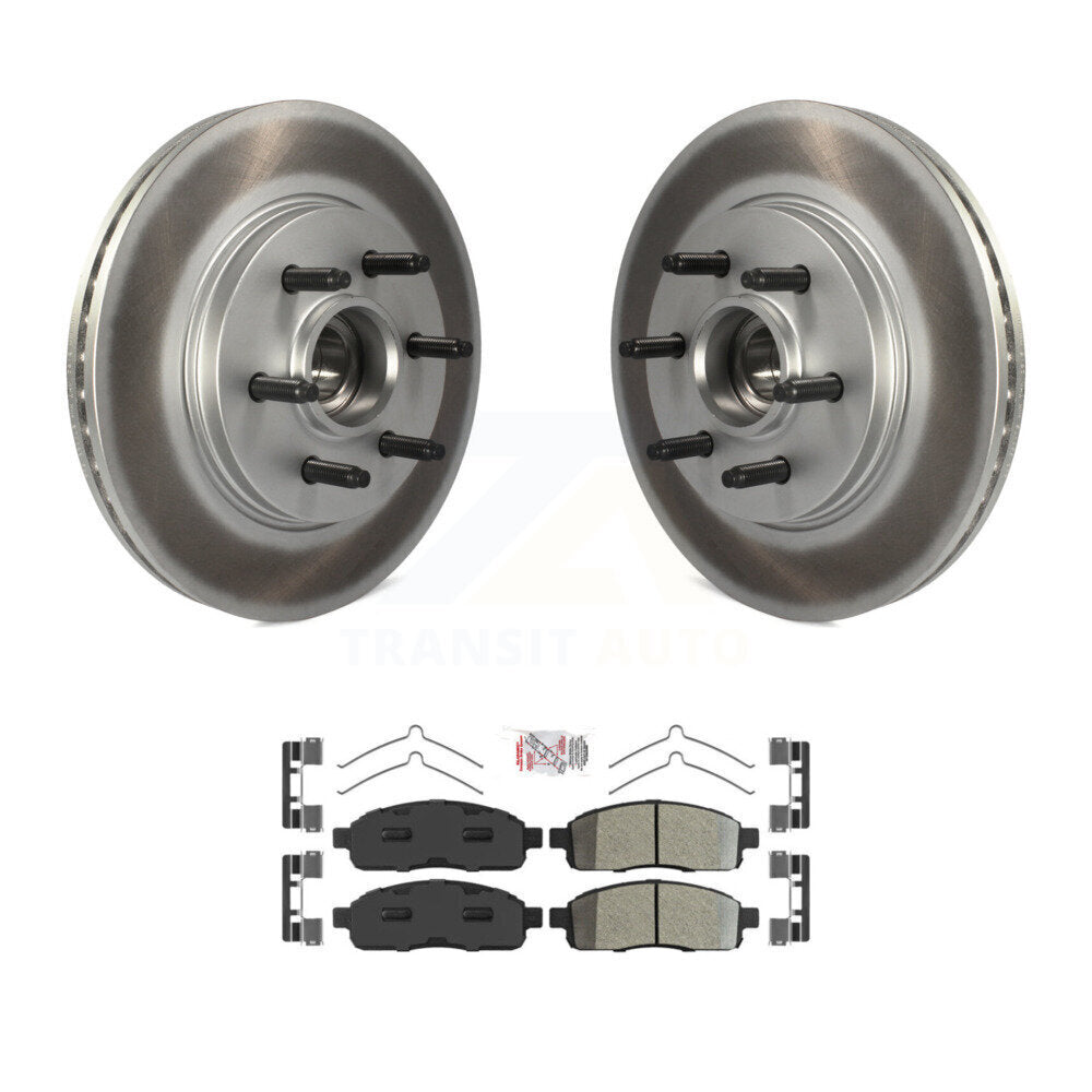 Front Coat Disc Brake Rotors Hub Semi-Metallic Pad Kit For Ford F-150 Lincoln Mark LT RWD KGA-105545