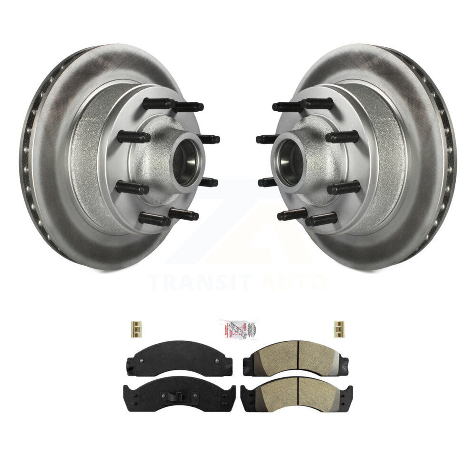 Front Coat Disc Brake Rotor Hub Semi-Metallic Pad Kit For Ford E-450 Econoline Super Duty KGA-105546