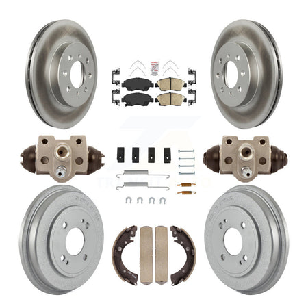 Front Rear Brake Rotors Ceramic Pad Coat Drum Kit (9Pc) For Honda Civic With 4 Lug Wheels KGA-105547