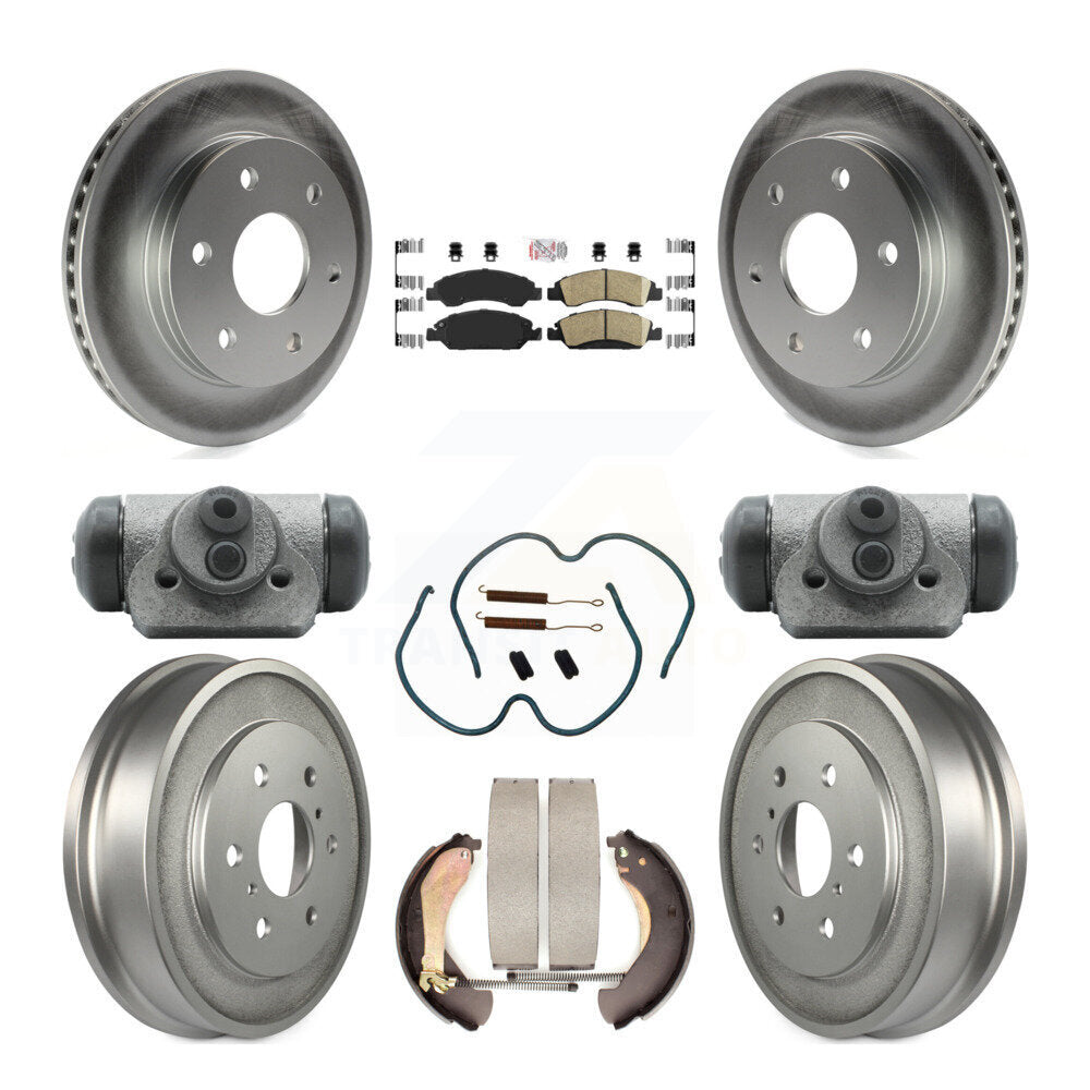 Front Rear Disc Brake Rotors Ceramic Pads And Coated Drum Kit (9Pc) For GMC Sierra 1500 KGA-105549