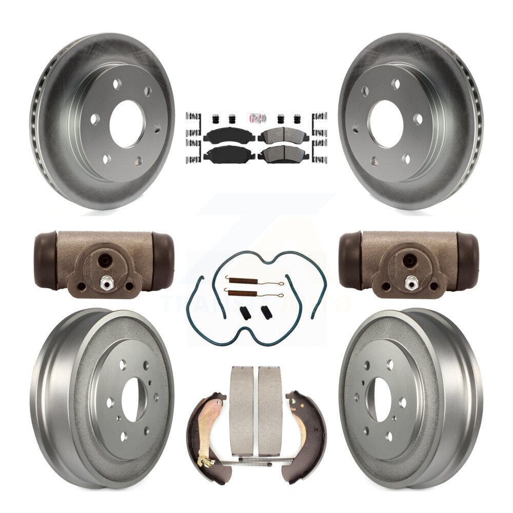 Front Rear Disc Brake Rotor Semi-Metallic Pad & Coated Drum Kit (9Pc) For GMC Sierra 1500 KGA-105552