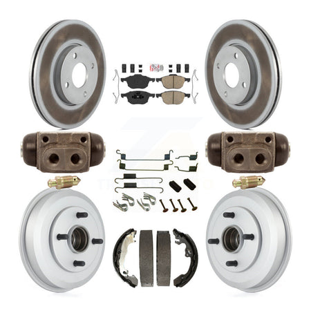Front Rear Disc Brake Rotors Ceramic Pads And Coated Drum Kit (9Pc) For Ford Focus KGA-105554
