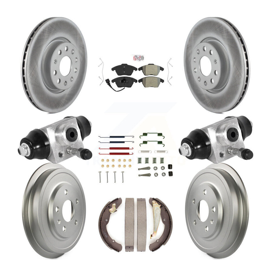 Front Rear Disc Brake Rotors Semi-Metallic Pad Coated Drum Kit (9Pc) For Volkswagen Jetta KGA-105557