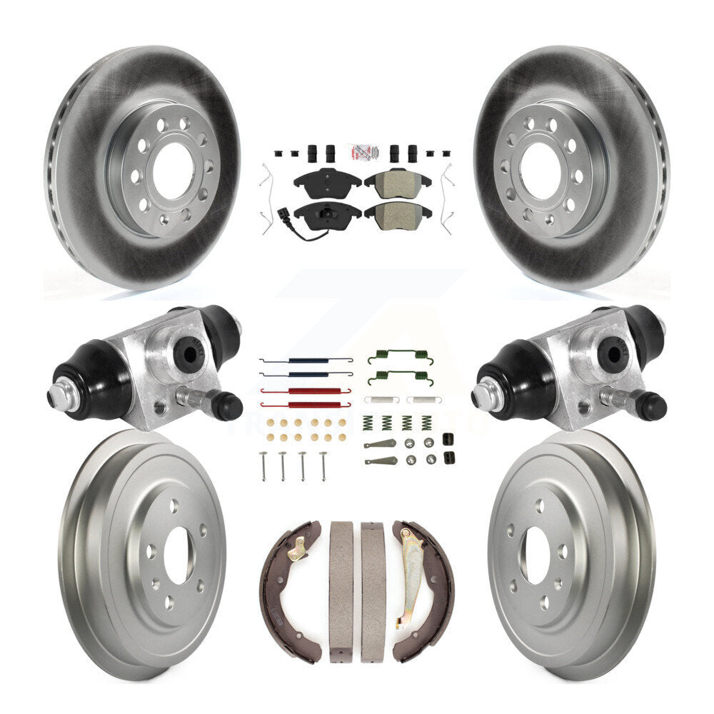 Front Rear Disc Brake Rotors Semi-Metallic Pad Coated Drum Kit (9Pc) For Volkswagen Jetta KGA-105558