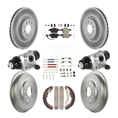 Front Rear Disc Brake Rotors Semi-Metallic Pad Coated Drum Kit (9Pc) For Volkswagen Jetta KGA-105559