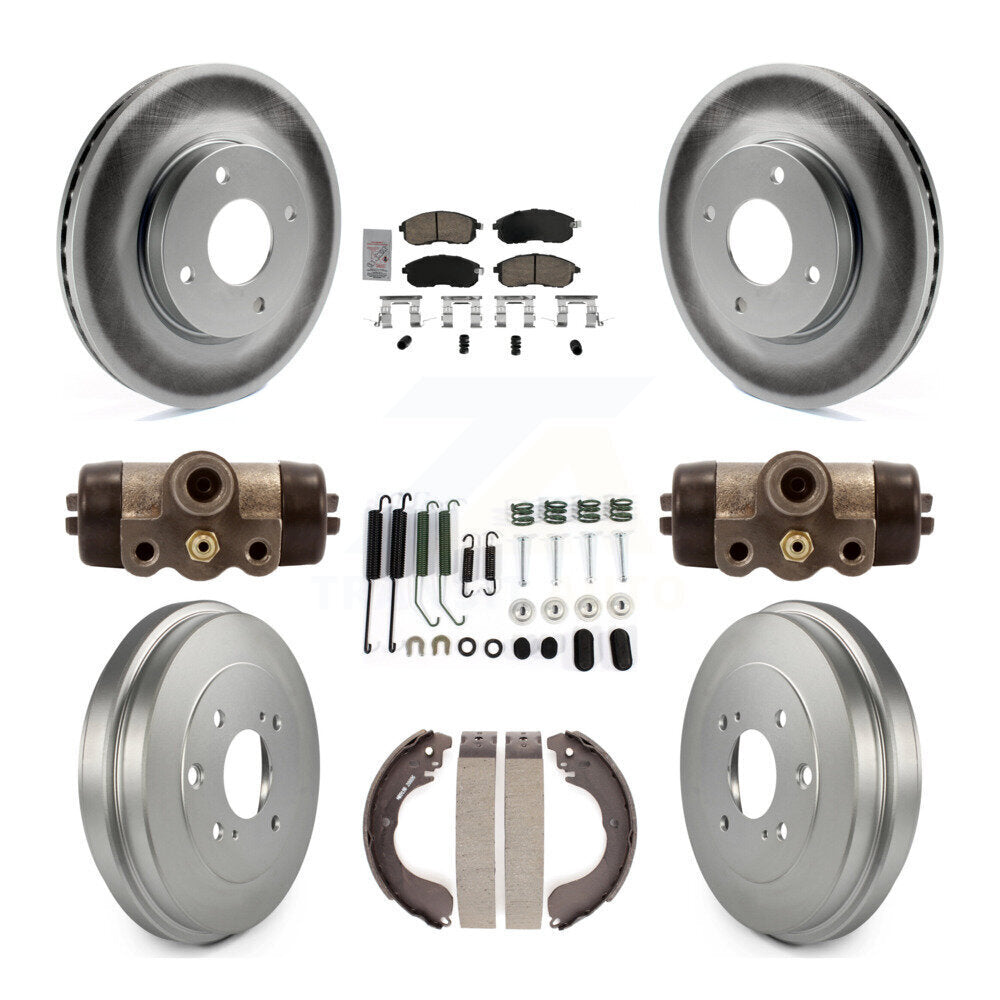 Front Rear Disc Brake Rotors Ceramic Pads And Coated Drum Kit (9Pc) For Nissan Versa KGA-105560