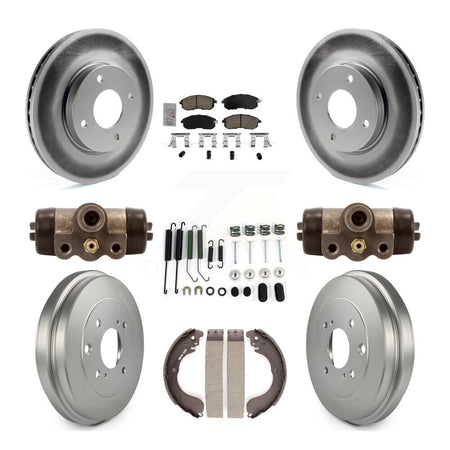 Front Rear Disc Brake Rotors Ceramic Pads And Coated Drum Kit (9Pc) For Nissan Versa KGA-105560