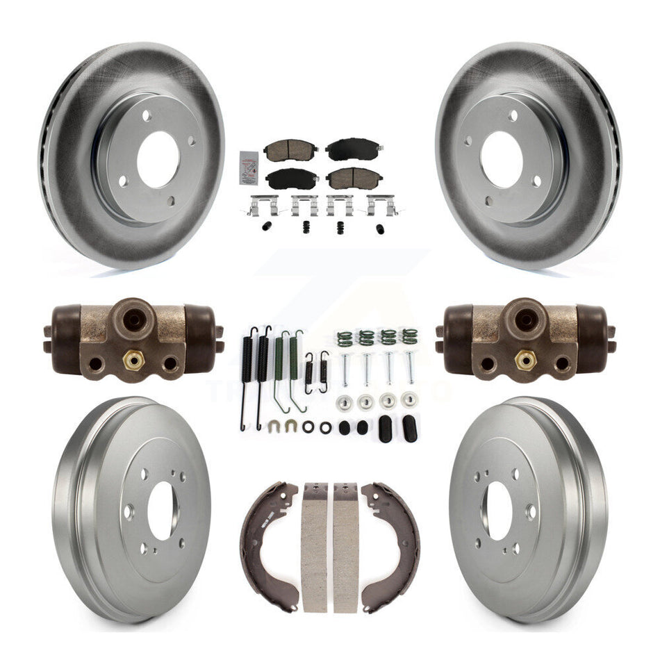 Front Rear Disc Brake Rotors Ceramic Pads And Coated Drum Kit (9Pc) For Nissan Versa KGA-105560