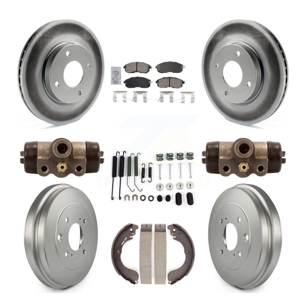 Front Rear Disc Brake Rotors Ceramic Pads And Coated Drum Kit (9Pc) For Nissan Versa KGA-105561