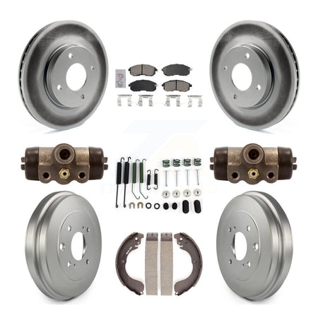 Front Rear Disc Brake Rotors Ceramic Pads And Coated Drum Kit (9Pc) For Nissan Versa KGA-105561