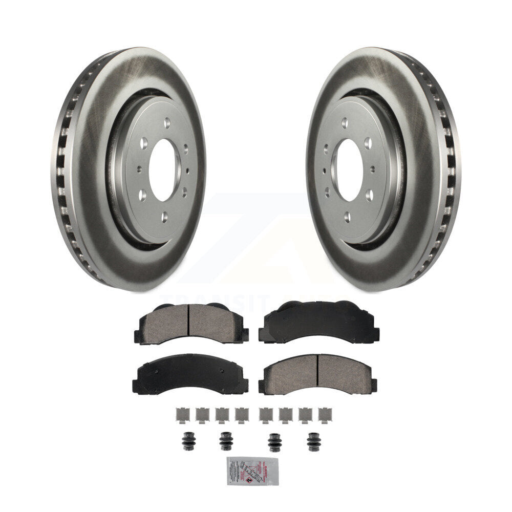 Front Coated Disc Brake Rotor Ceramic Pad Kit For Ford F-150 Expedition Lincoln Navigator KGA-105633