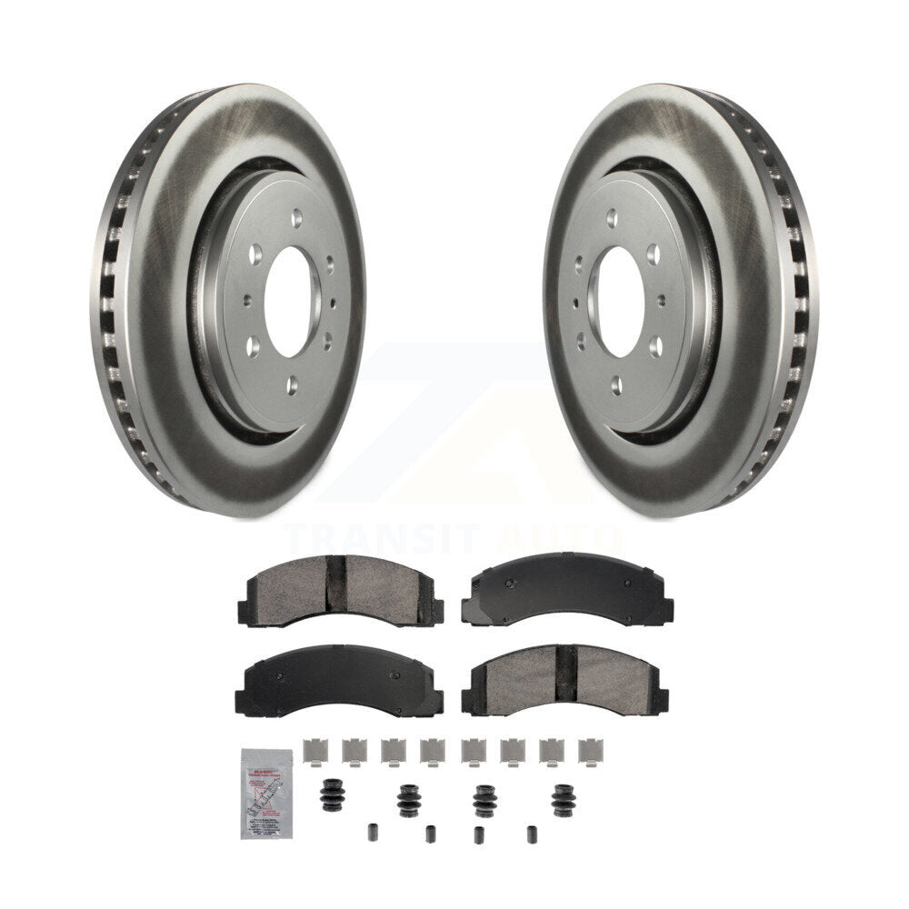 Front Coated Disc Brake Rotor Ceramic Pad Kit For Ford F-150 Expedition Lincoln Navigator KGA-105635