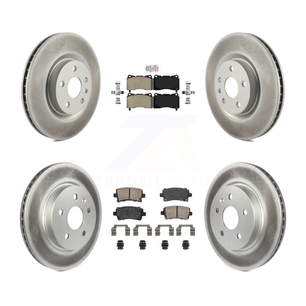 Front Semi-Metallic Rear Ceramic Pads And Coated Disc Brake Rotors Kit For Cadillac XTS KGA-105655