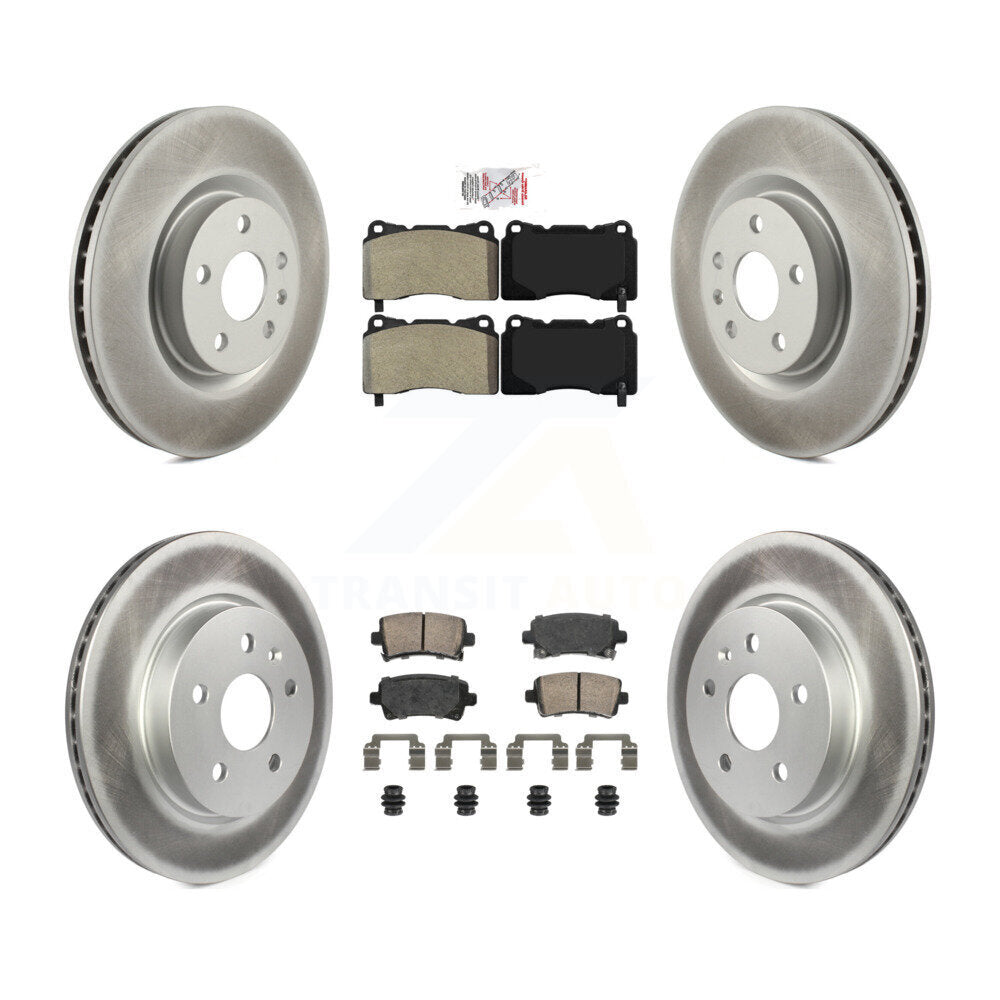 Front Semi-Metallic Rear Ceramic Pads And Coated Disc Brake Rotors Kit For Cadillac XTS KGA-105656