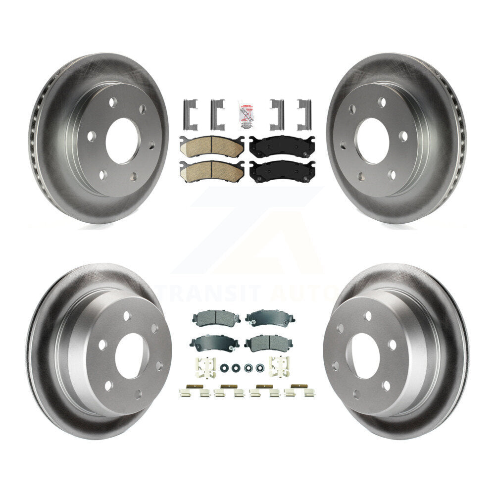 Front Ceramic Rear Semi-Metallic Pad Coat Brake Rotors Kit For Chevrolet GMC Silverado XL KGA-105658