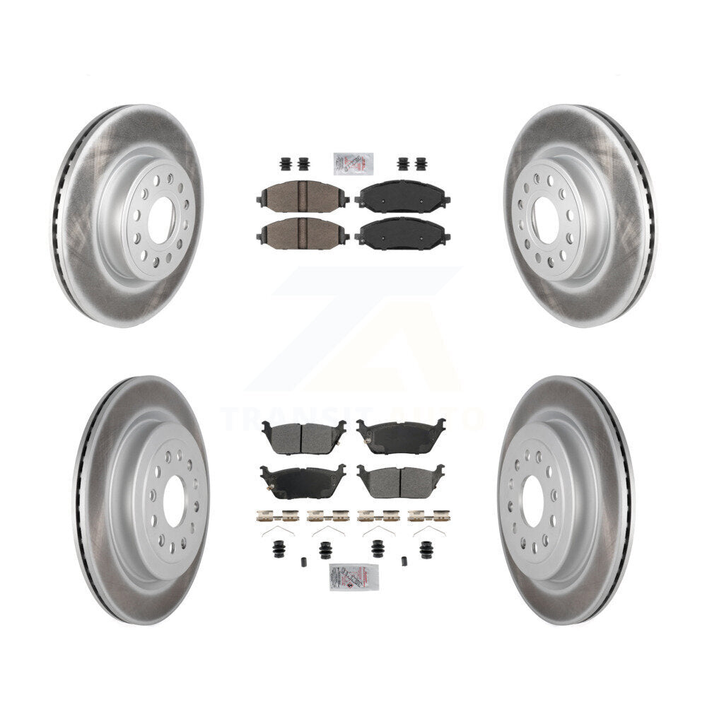 Front Rear Semi-Metallic Pads And Coated Disc Brake Rotors Kit For Ram 1500 KGA-105663