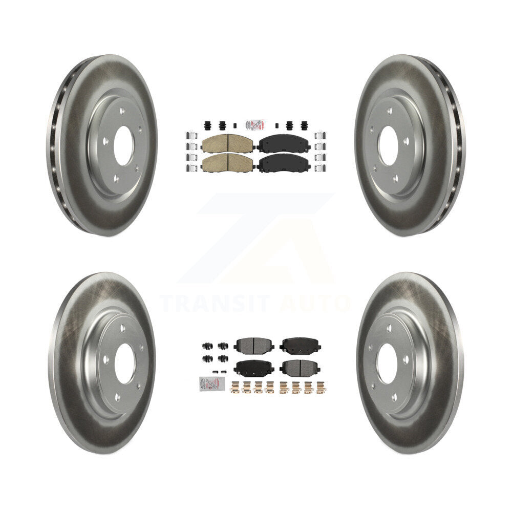 Front Ceramic Rear Semi-Metallic Pad Coat Brake Rotor Kit For Dodge Grand Caravan Journey KGA-105665