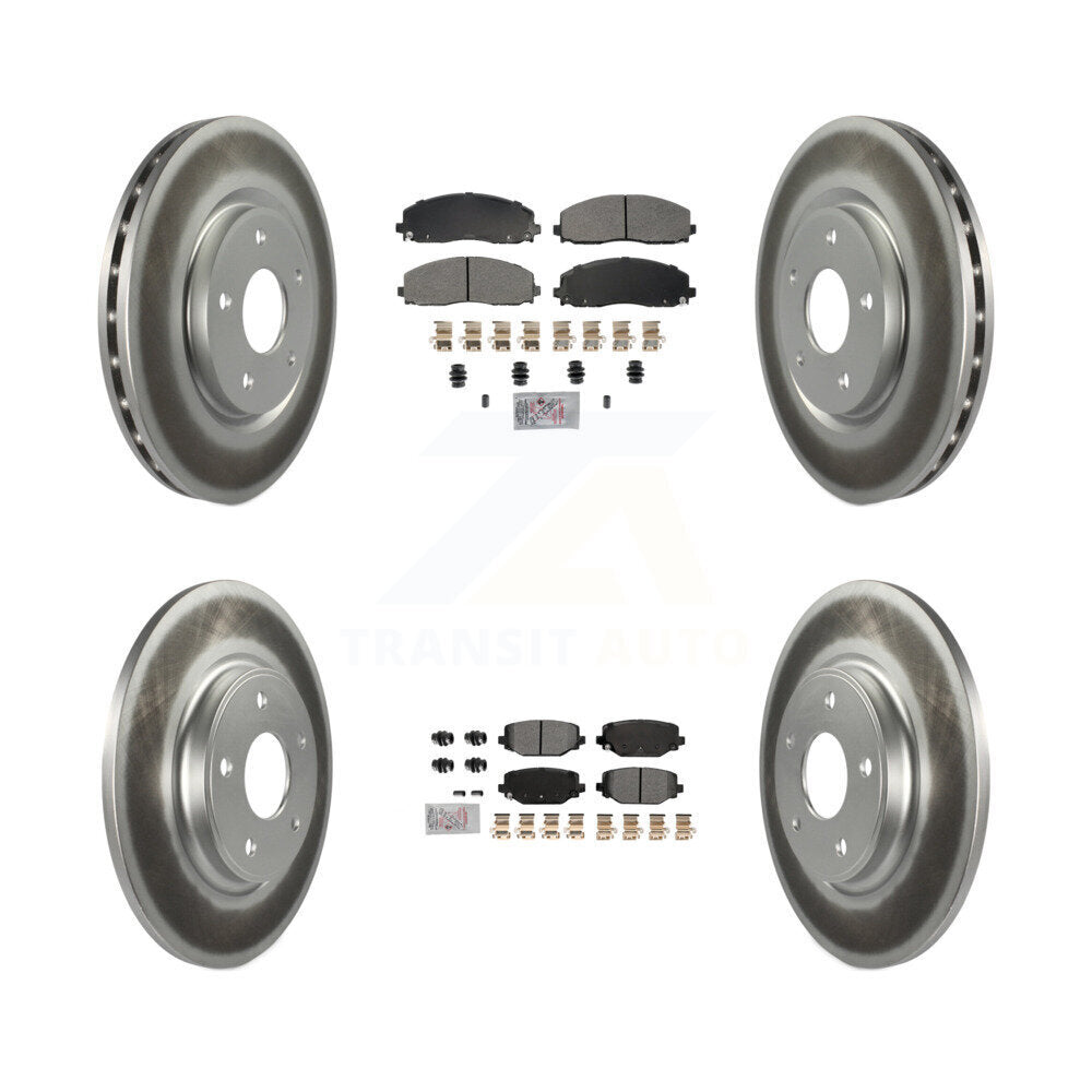 Front Rear Semi-Metallic Pad Coat Brake Rotors Kit For Dodge Grand Caravan Journey Town & KGA-105667