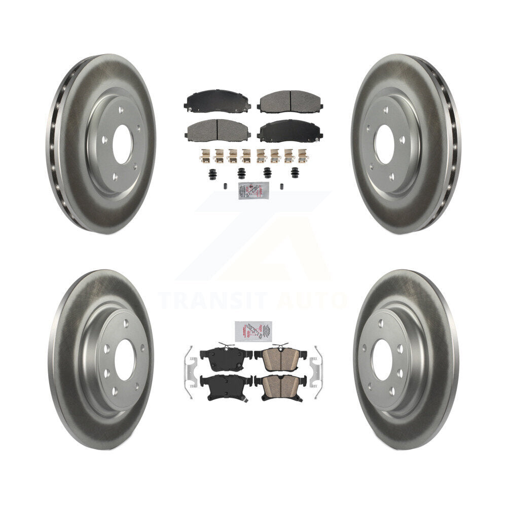 Front Semi-Metallic Rear Ceramic Pad & Coated Brake Rotor Kit For Chrysler Pacifica Grand KGA-105676
