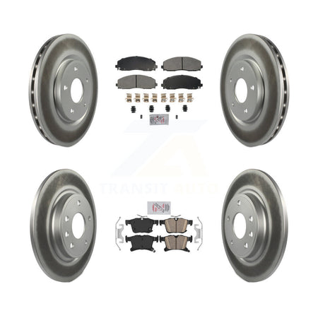 Front Semi-Metallic Rear Ceramic Pad & Coated Brake Rotor Kit For Chrysler Pacifica Grand KGA-105676