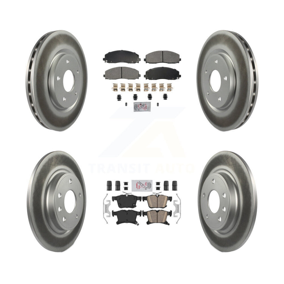 Front Semi-Metallic Rear Ceramic Pad & Coated Brake Rotor Kit For Chrysler Pacifica Grand KGA-105677
