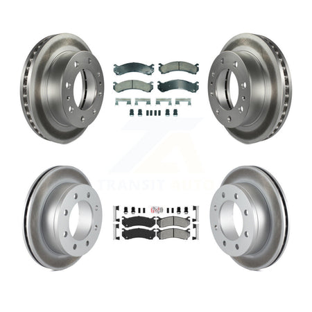 Front Ceramic Rear Semi-Metallic Pad Coated Brake Rotor Kit For Chevrolet GMC Sierra 2500 KGA-105688