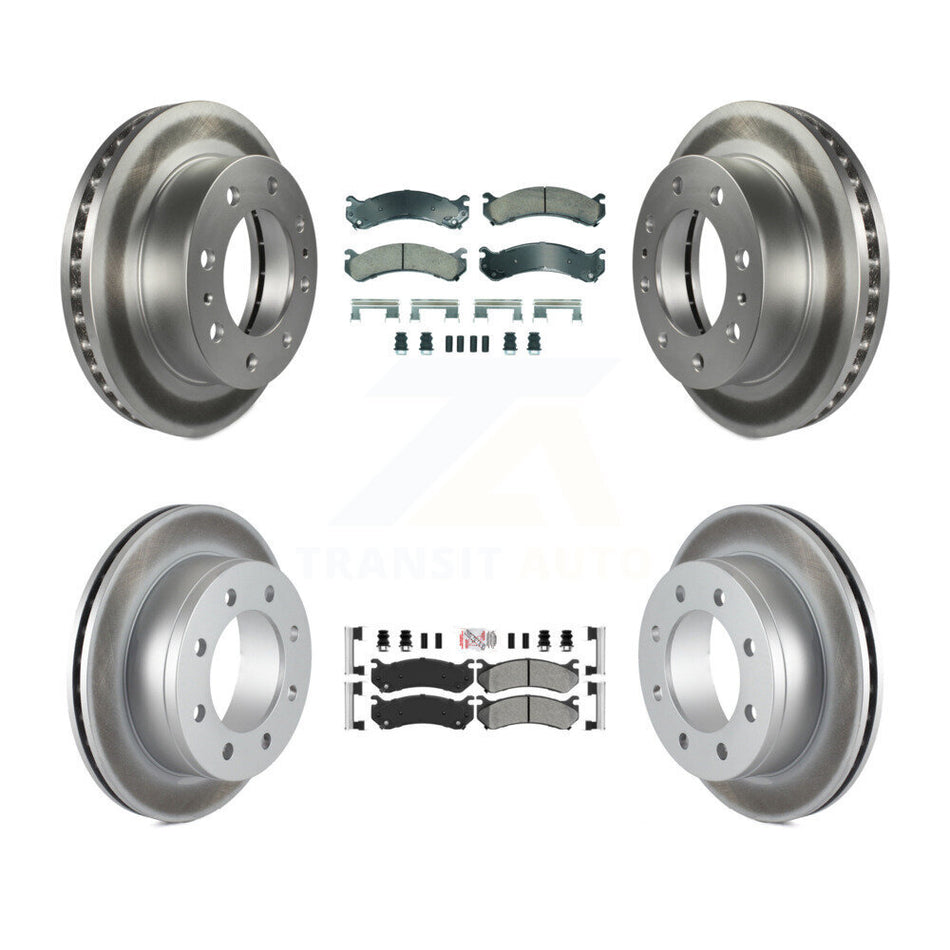 Front Ceramic Rear Semi-Metallic Pad Coated Brake Rotor Kit For Chevrolet GMC Sierra 2500 KGA-105688