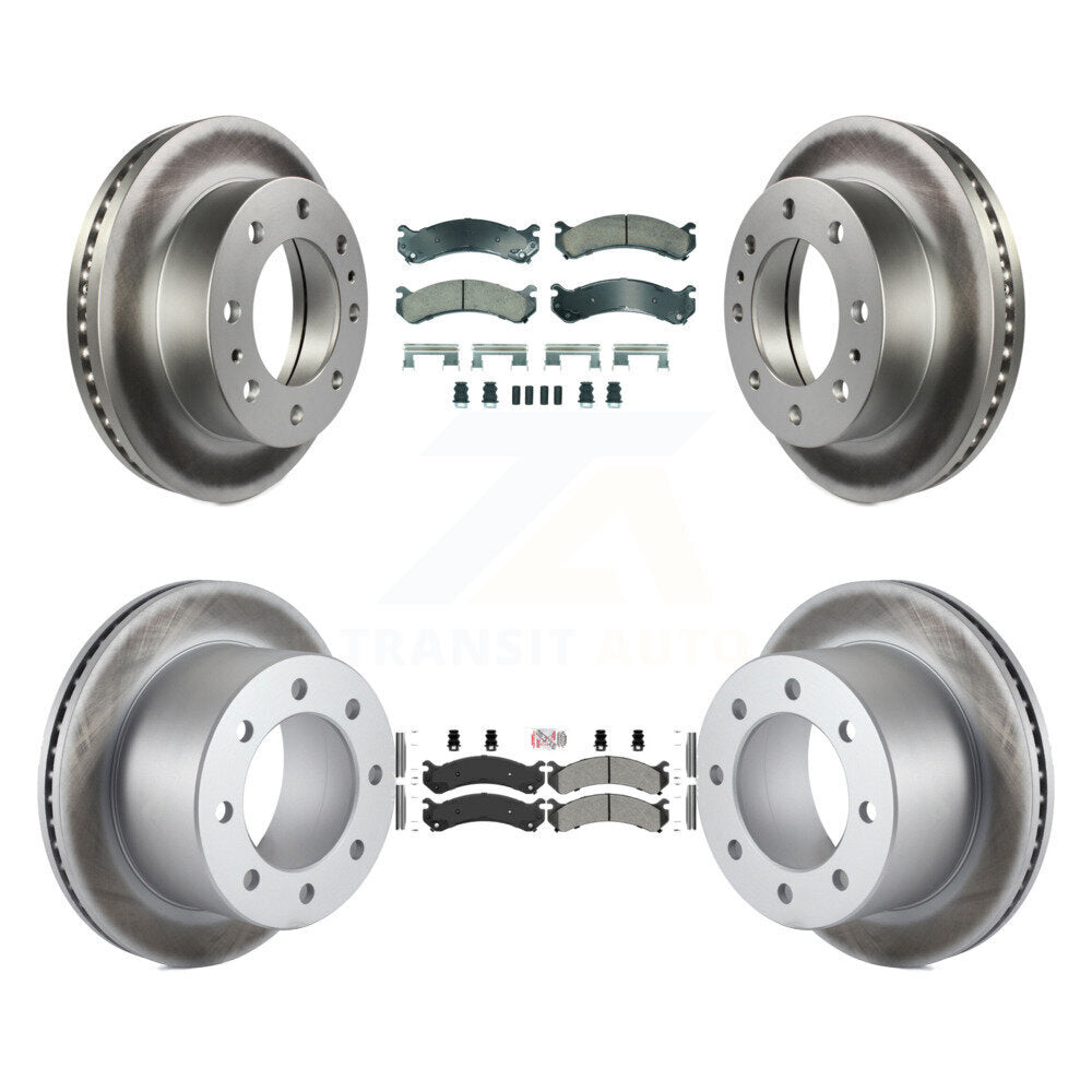 Front Ceramic Rear Semi-Metallic Pad Coat Brake Rotors Kit For Chevrolet GMC Silverado HD KGA-105689