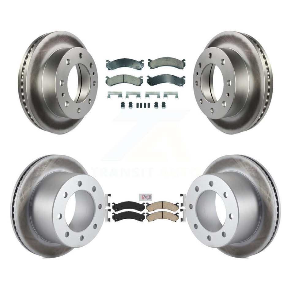 Front Rear Ceramic Pad Coated Brake Rotors Kit For Chevrolet GMC Silverado 3500 Sierra HD KGA-105690
