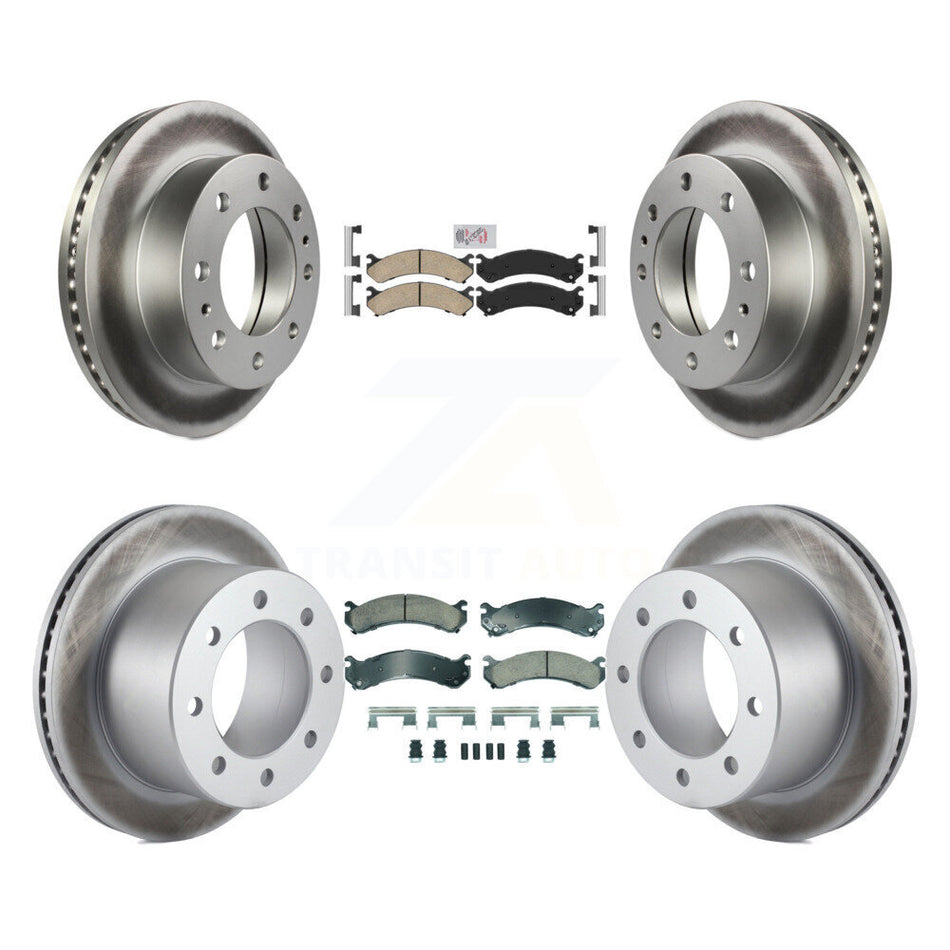 Front Rear Ceramic Pad Coated Brake Rotors Kit For Chevrolet GMC Silverado 3500 Sierra HD KGA-105692