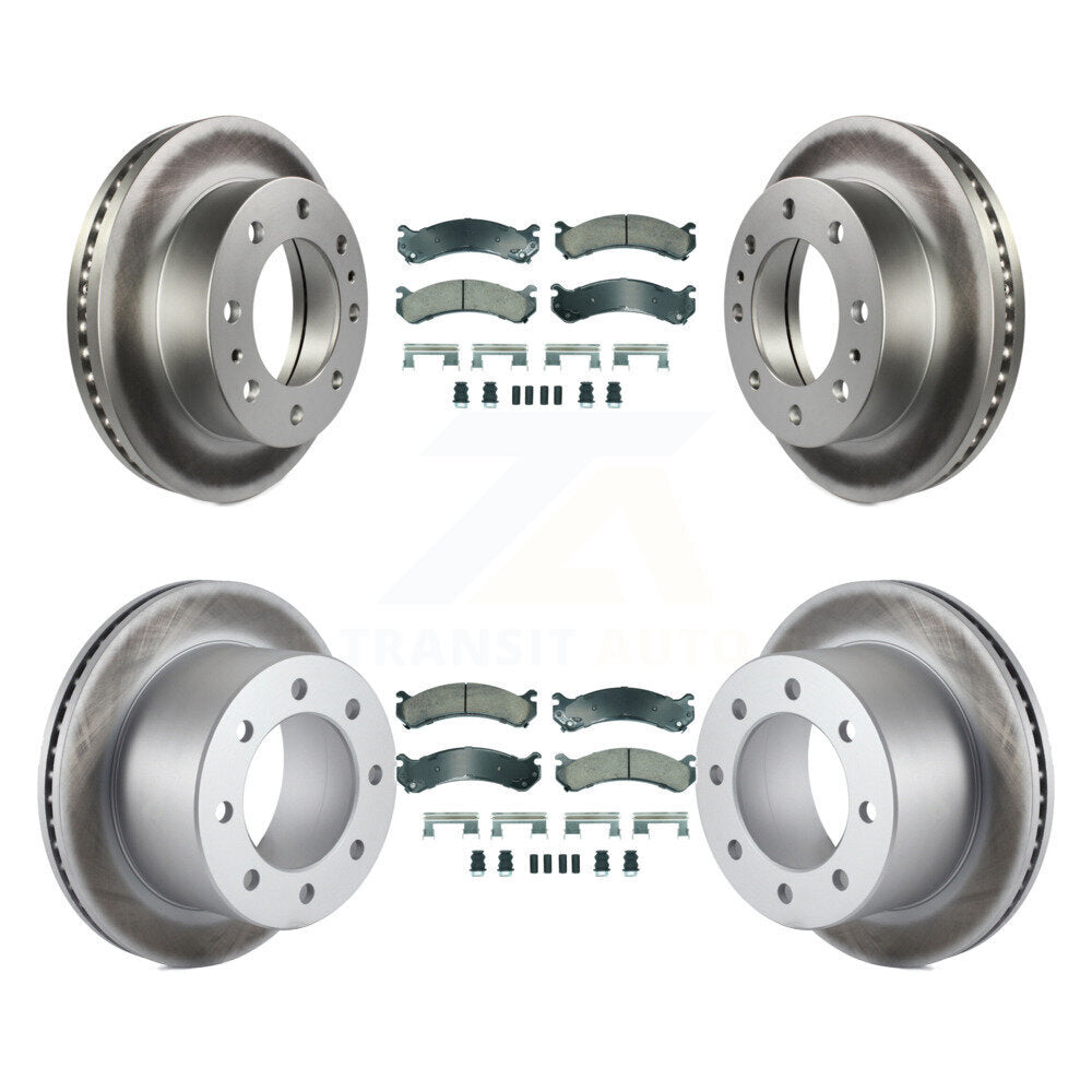 Front Rear Ceramic Pad Coated Brake Rotors Kit For Chevrolet GMC Silverado 3500 Sierra HD KGA-105693