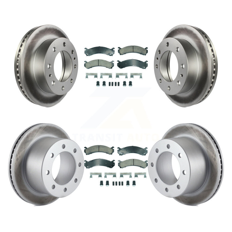 Front Rear Ceramic Pad Coated Brake Rotors Kit For Chevrolet GMC Silverado 3500 Sierra HD KGA-105693