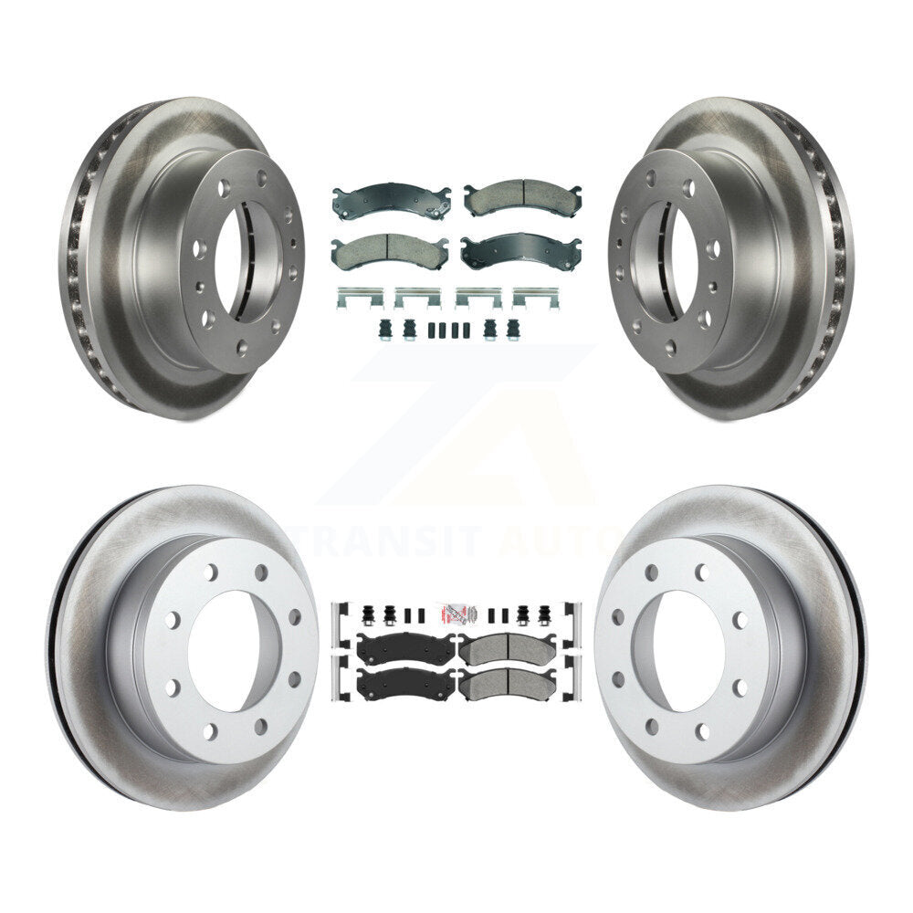 Front Ceramic Rear Semi-Metallic Pad Coated Brake Rotor Kit For Chevrolet GMC Sierra 2500 KGA-105697