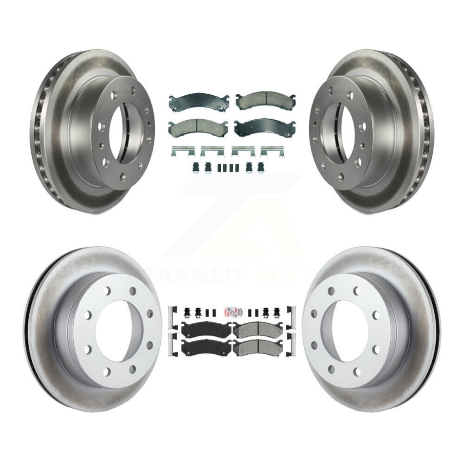 Front Ceramic Rear Semi-Metallic Pad Coated Brake Rotor Kit For Chevrolet GMC Sierra 2500 KGA-105697