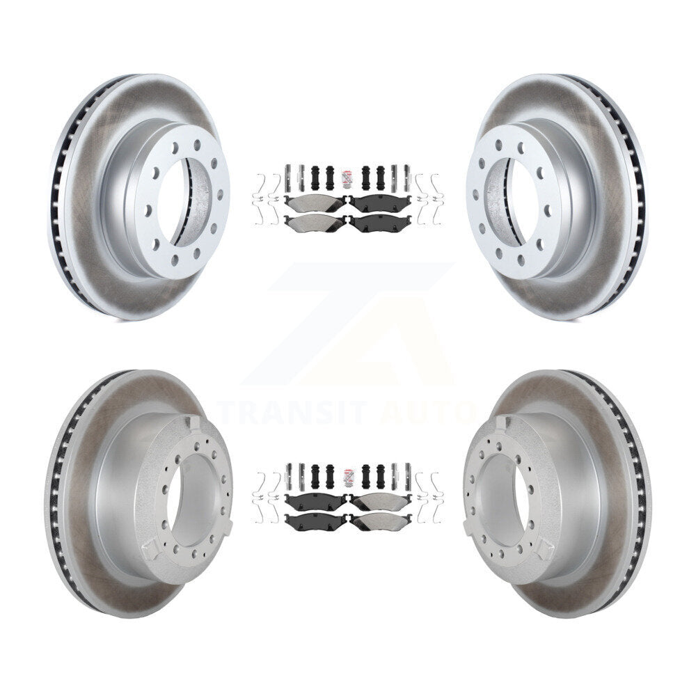 Front Rear Semi-Metallic Pad Coated Brake Rotor Kit For Ford F-450 Super Duty F-550 CF500 KGA-105703