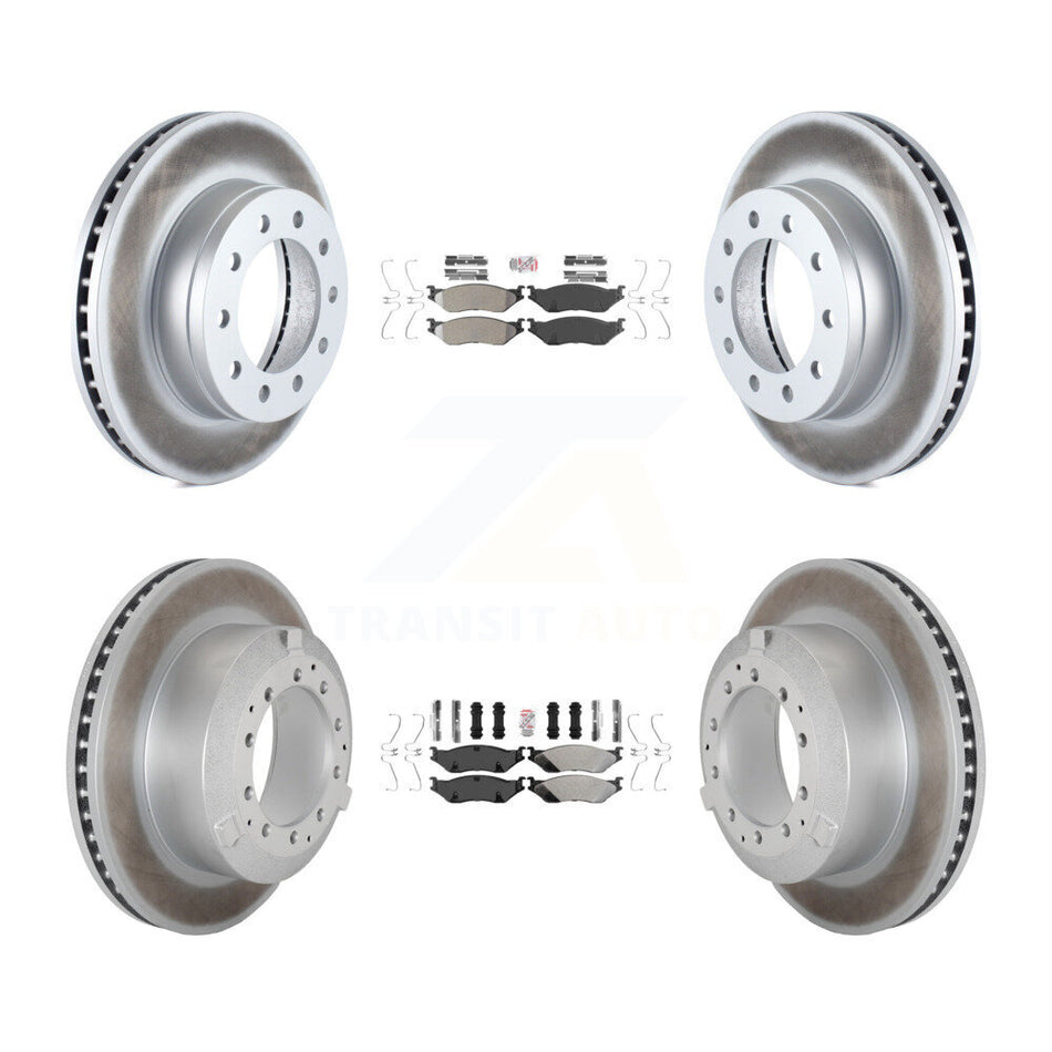 Front Rear Semi-Metallic Pad Coated Brake Rotor Kit For Ford F-450 Super Duty F-550 CF500 KGA-105704