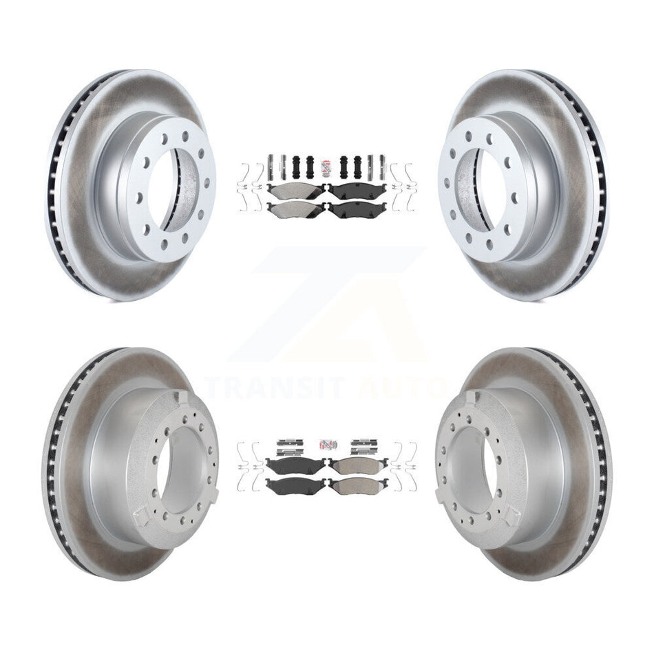 Front Rear Semi-Metallic Pad Coated Brake Rotor Kit For Ford F-450 Super Duty F-550 CF500 KGA-105705
