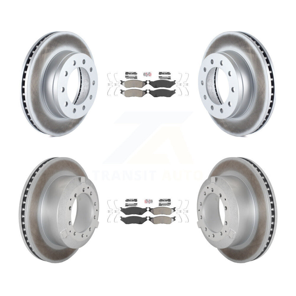 Front Rear Semi-Metallic Pad Coated Brake Rotor Kit For Ford F-450 Super Duty F-550 CF500 KGA-105706