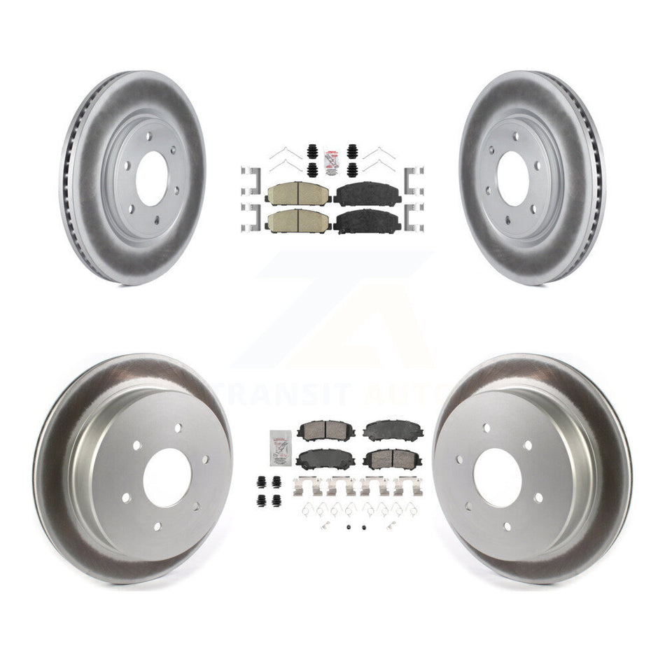 Front Rear Ceramic Pads And Coated Disc Brake Rotors Kit For 2017-2023 Nissan TITAN KGA-105708
