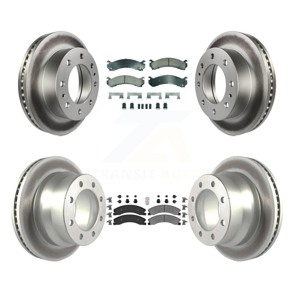 Front Ceramic Rear Semi-Metallic Pad Coat Brake Rotors Kit For Chevrolet Express 4500 GMC KGA-105732