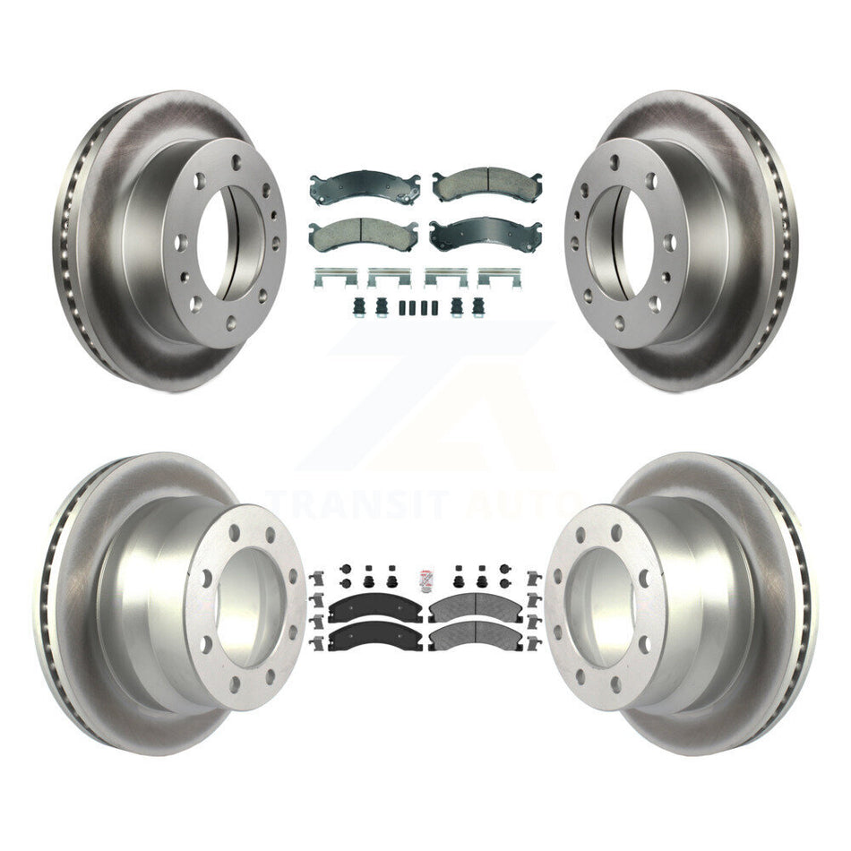Front Ceramic Rear Semi-Metallic Pad Coat Brake Rotors Kit For Chevrolet Express 4500 GMC KGA-105732