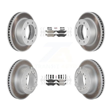 Front Rear Semi-Metallic Pads And Coated Disc Brake Rotors Kit For Ford F-450 Super Duty KGA-105749