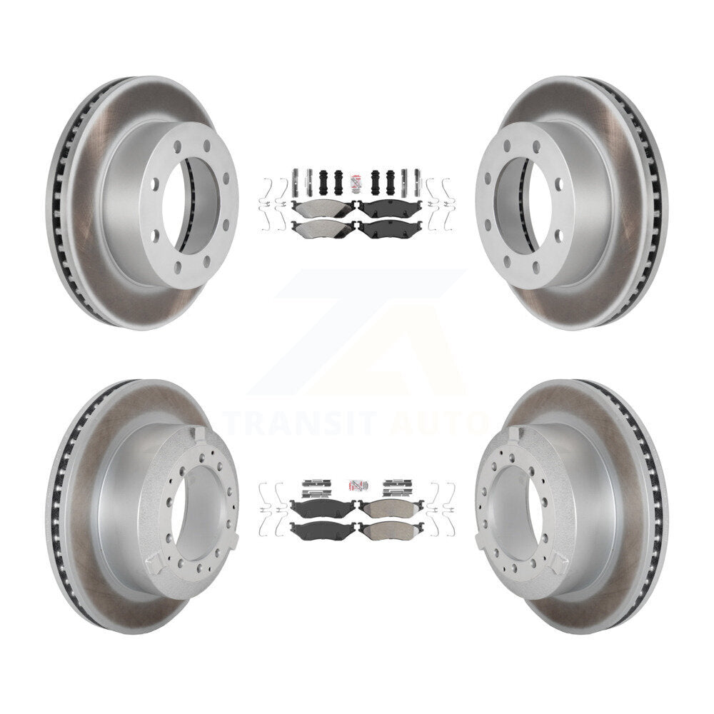 Front Rear Semi-Metallic Pads And Coated Disc Brake Rotors Kit For Ford F-450 Super Duty KGA-105750