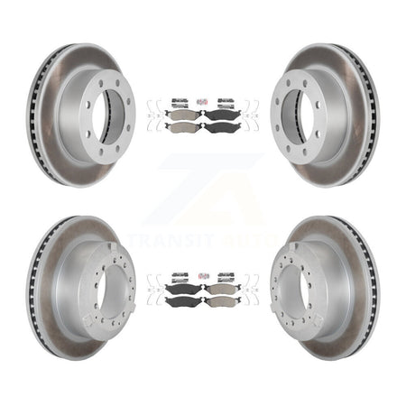 Front Rear Semi-Metallic Pads And Coated Disc Brake Rotors Kit For Ford F-450 Super Duty KGA-105751