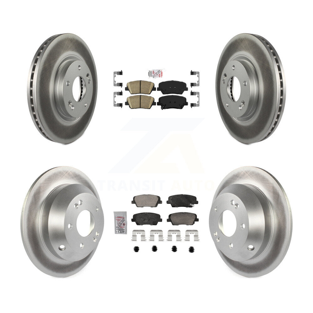 Front Rear Ceramic Pads And Coated Disc Brake Rotors Kit For Hyundai Santa Fe Kia Sorento KGA-105752
