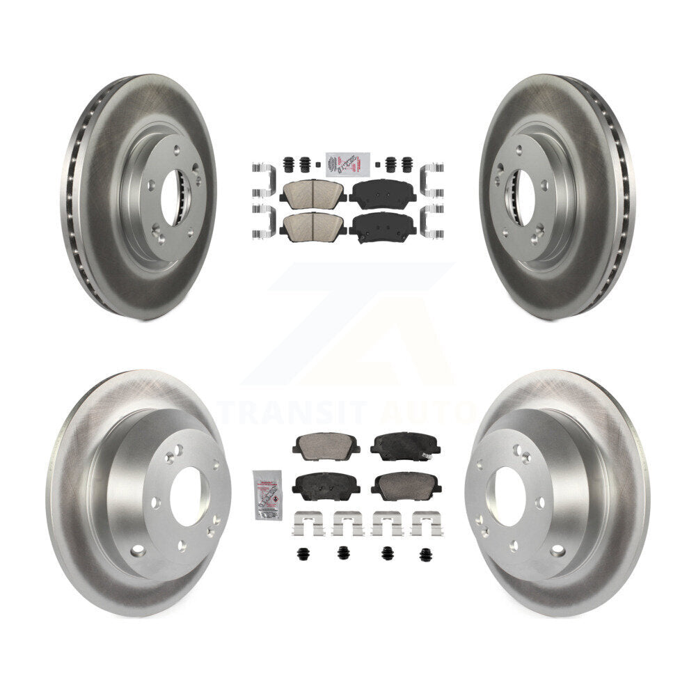 Front Rear Ceramic Pads And Coated Disc Brake Rotors Kit For Hyundai Santa Fe Kia Sorento KGA-105753