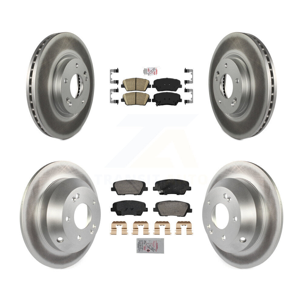 Front Rear Ceramic Pads And Coated Disc Brake Rotors Kit For Hyundai Santa Fe Kia Sorento KGA-105754