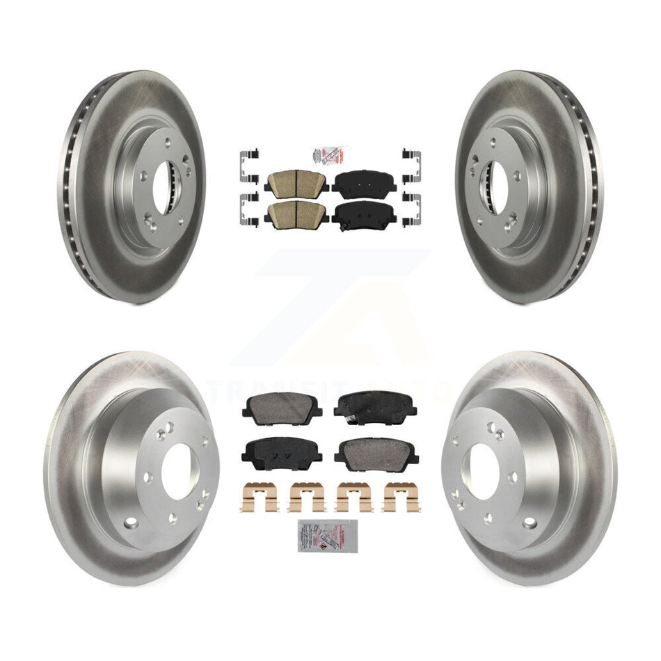 Front Rear Ceramic Pads And Coated Disc Brake Rotors Kit For Hyundai Santa Fe Kia Sorento KGA-105754