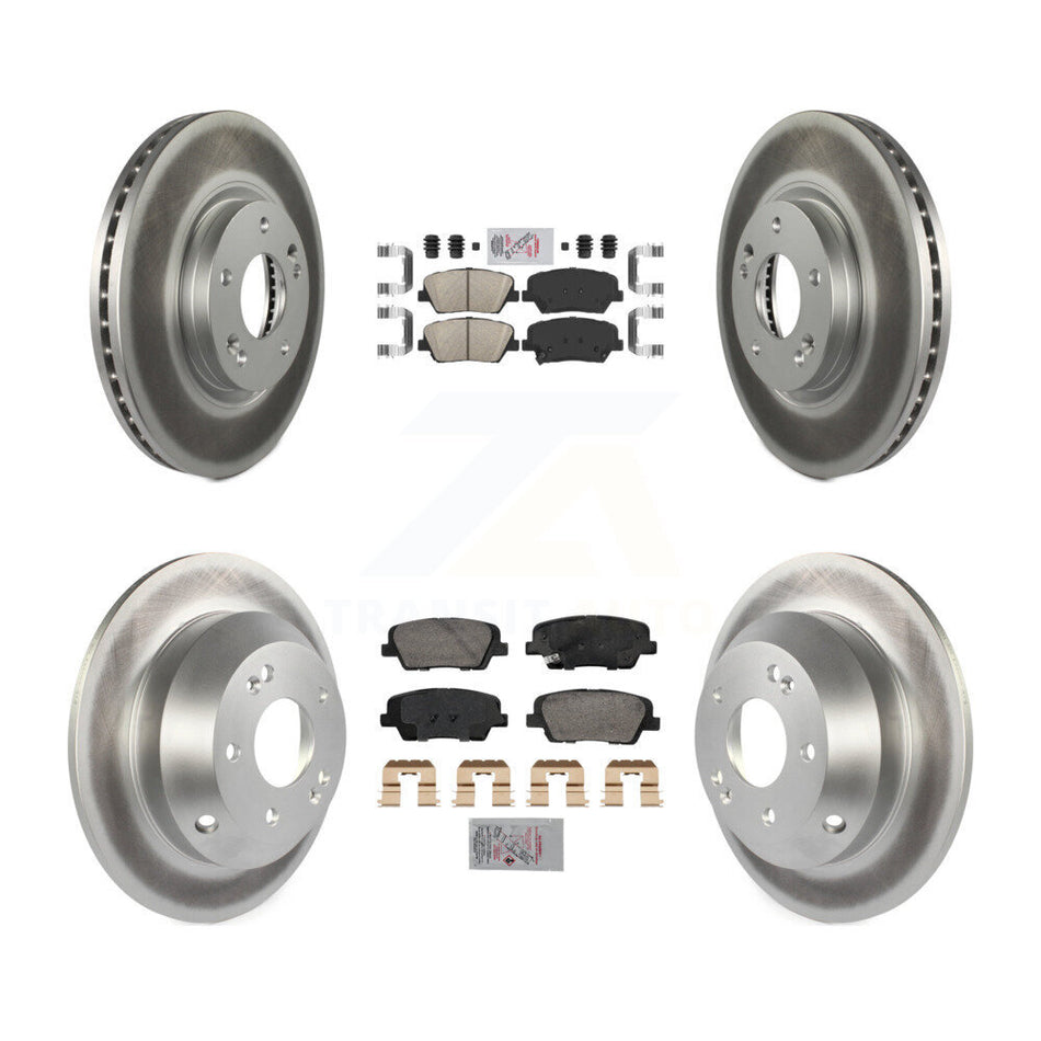 Front Rear Ceramic Pads And Coated Disc Brake Rotors Kit For Hyundai Santa Fe Kia Sorento KGA-105755