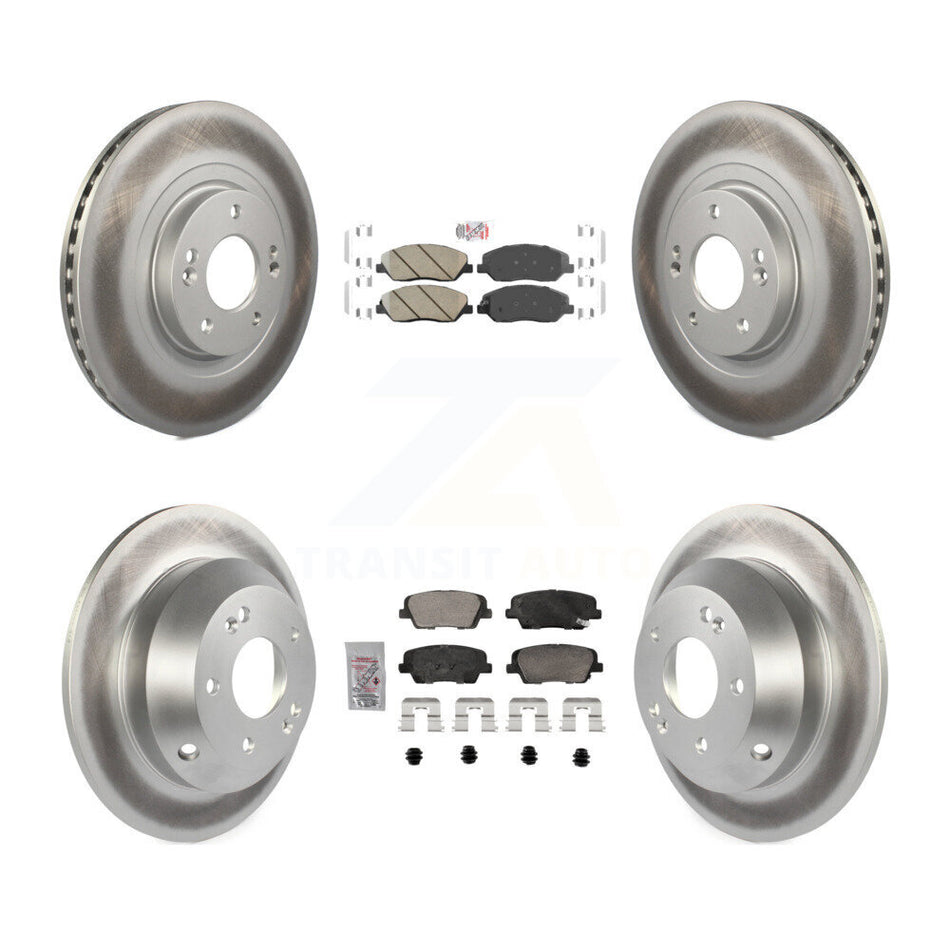 Front Rear Ceramic Pad Coated Disc Brake Rotor Kit For 2013-2016 Hyundai Santa Fe XL 3.3L KGA-105757